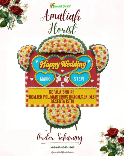 Karangan Papan Bunga Pernikahan di Sipak